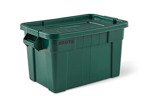 Rubbermaid Commercial Products Brute Tote Storage Container with Lid-Included, 20-Gallon, Dark Green, Rugged/Reusable Boxes for Moving/Camping/Storing in Garage/Basement/Attic/Jobsite/Truck