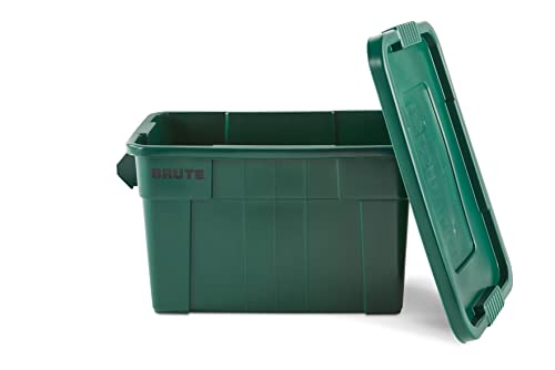 Rubbermaid Commercial Products Brute Tote Storage Container with Lid-Included, 20-Gallon, Dark Green, Rugged/Reusable Boxes for Moving/Camping/Storing in Garage/Basement/Attic/Jobsite/Truck