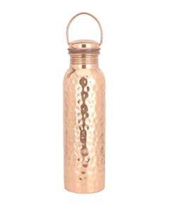 shakti warrior hammered tamba copper bottle - pure copper water bottle, food grade silicone seal, leak proof (30oz)