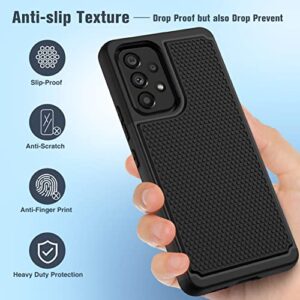BNIUT for Samsung Galaxy A53 5G (Galaxy A53 5G UW) Case: Dual Layer Protective Heavy Duty Cell Phone Cover Shockproof Rugged with Non Slip Textured Back - Military Protection - 6.5inch (Matte Black)