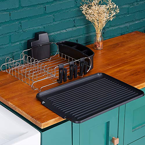 Vsunhoo Dish Rack, Dish Drying Rack with Drainboard Small Dish Drying Rack for Kitchen Counter Tableware TDLDR001B