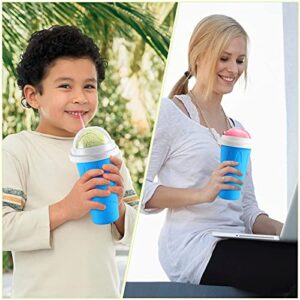 Slushie Maker Cup(2 Pack), Magic Quick Frozen Slushy Cup, Double Layer Squeeze Cup, Cool Stuff Birthday Gifts for Kids(Blue&Green)