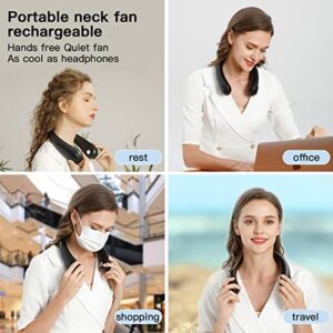 Neck portable fan rechargeable USB rechargeable lazy fan bladeless neck fan 360° Surrounding Wind Strong Wind freedom neck fan 2400mAh 16H battery life Gifts Outdoor Sports construction worker Black