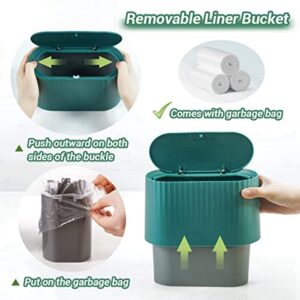 GILIF Mini Desktop Trash Can with Lid,Tiny Press Type Garbage Can with 90pcs Trash Bags,Small Little Cute Countertop Bathroom Waste Bin