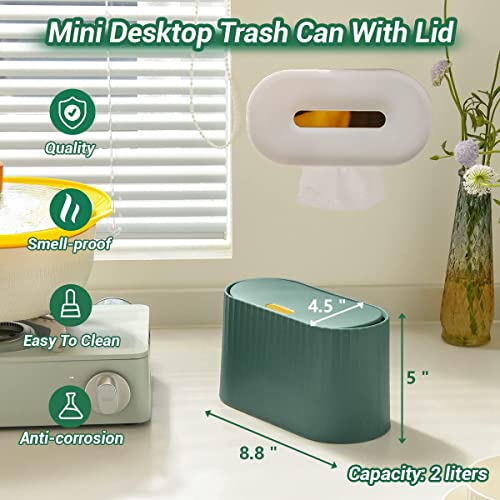 GILIF Mini Desktop Trash Can with Lid,Tiny Press Type Garbage Can with 90pcs Trash Bags,Small Little Cute Countertop Bathroom Waste Bin