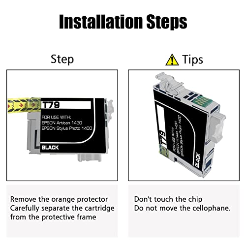 NoahArk 3 Packs T079 Remanufactured Ink Cartridge Replacement for Epson 79 use for Epson Artisan 1430 Stylus Photo 1400 Inkjet Printer (3 Black)