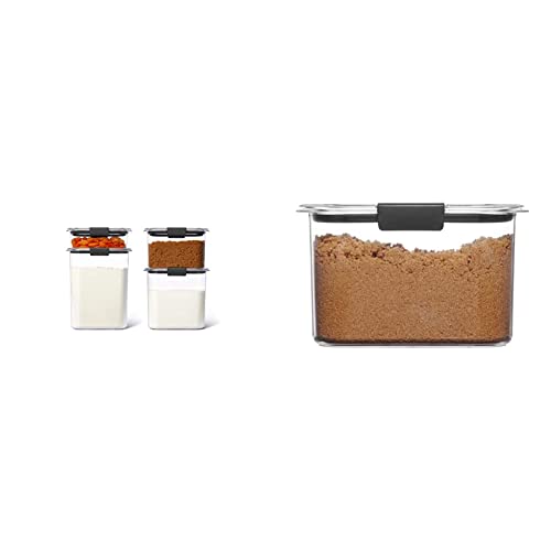 Rubbermaid Brilliance Pantry Airtight Food Storage Container, BPA-Free Plastic, Small, 8-Piece & Container, BPA-Free Plastic, Brilliance Pantry Airtight Food Storage, Open Stock, Brown Sugar (7.8 Cup)