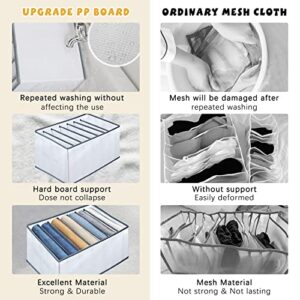 Hysagtek 2 Pack Upgraded Wardrobe Clothes Organizer with Support Board, Large 7 Grids Jeans Pants Organizer for Drawer, Compartment Storage Box for Clothes Dividers, Leggings, Trousers