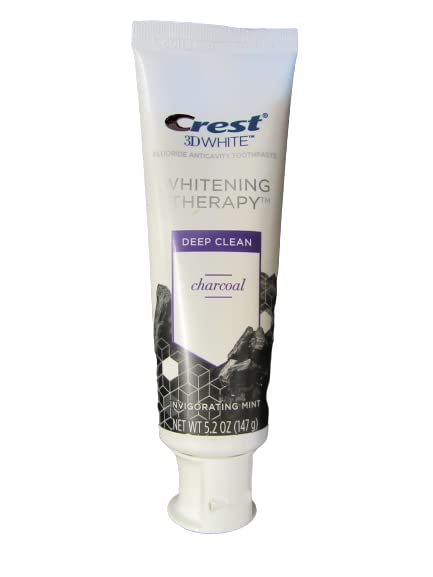 Crest Charcoal 3D White Toothpaste, Whitening Therapy Deep Clean with Fluoride, Invigorating Mint, 5.2 Ounce,