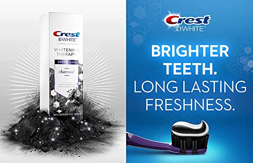 Crest Charcoal 3D White Toothpaste, Whitening Therapy Deep Clean with Fluoride, Invigorating Mint, 5.2 Ounce,