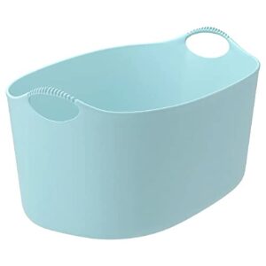 torkis flexible laundry basket, durable plastic and has 2 sturdy handles in/outdoor blue 9 gallons