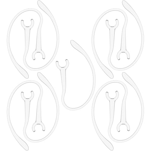 Flexible Ear Hooks for Wireless Headset 6mm Small Clamp Holder Clips, Replacement Ear Loops Earpiece Accessories, Clear, 9 Pack