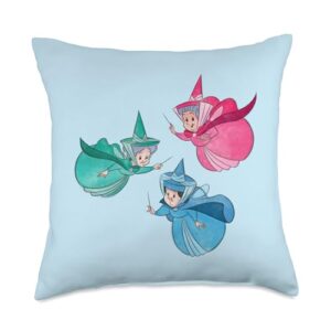 disney sleeping beauty good fairies flora fauna merryweather throw pillow, 18x18, multicolor