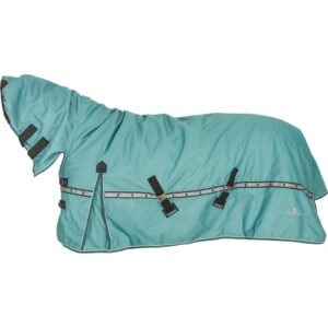 classic equine 10k cross trainer winter blanket with hood, turquoise, x-small