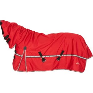 classic equine 5k cross trainer winter blanket with hood, chili pepper, medium