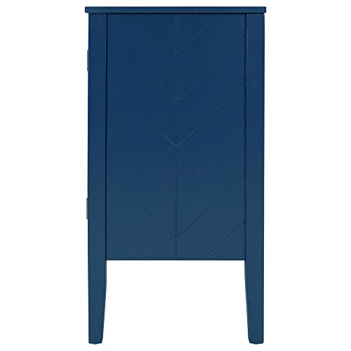 Knocbel Vintage Storage Cabinet with 3 Doors and Adjustable Shelf, Entry Hallway Foyer Console Table Buffet Sideboard Cupboard Coffee Bar, 99lbs Weight Capacity (Navy Blue)
