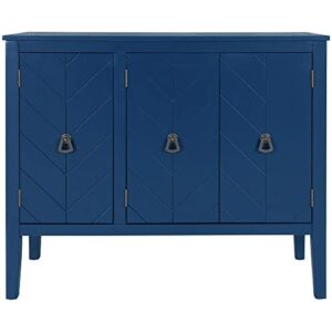 Knocbel Vintage Storage Cabinet with 3 Doors and Adjustable Shelf, Entry Hallway Foyer Console Table Buffet Sideboard Cupboard Coffee Bar, 99lbs Weight Capacity (Navy Blue)