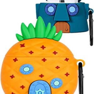 2 Pack Gkv for Airpods 3 Case for Airpod 3 (2021) Cover Unique Funny Fun Kawaii Cute 3D Cartoon Cool Design Air Pods 3rd Generation Silicone Cases for Girls Teen Boys Kids Pineapple+Stone House