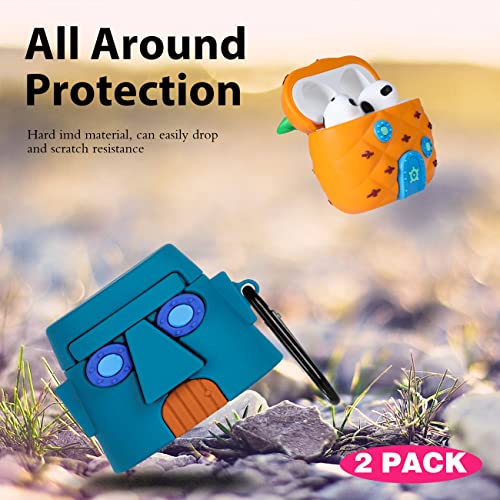 2 Pack Gkv for Airpods 3 Case for Airpod 3 (2021) Cover Unique Funny Fun Kawaii Cute 3D Cartoon Cool Design Air Pods 3rd Generation Silicone Cases for Girls Teen Boys Kids Pineapple+Stone House