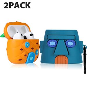 2 Pack Gkv for Airpods 3 Case for Airpod 3 (2021) Cover Unique Funny Fun Kawaii Cute 3D Cartoon Cool Design Air Pods 3rd Generation Silicone Cases for Girls Teen Boys Kids Pineapple+Stone House