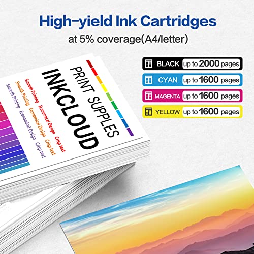 INKCLOUD 962XL High-Yield Ink Cartridges Replacement for HP 962 962 XL for HP OfficeJet Pro 9015e 9025 9018 9015 9025e 9010 9012 9020 9022 9026 9027 9028 Printer (Black, Cyan, Magenta, Yellow) 4 Pack