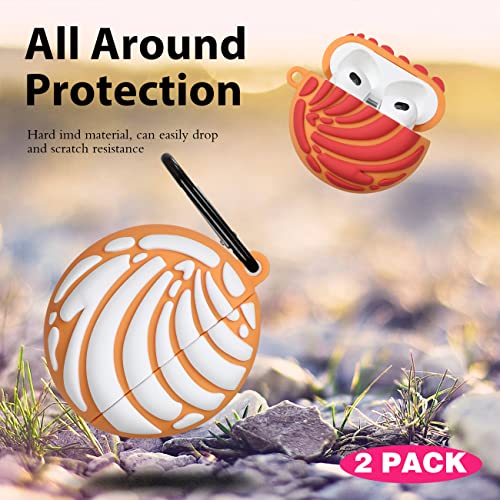 2 Pack Gkv for Airpods 3 Case for Airpod 3 (2021) Cover Unique Funny Fun Cute 3D Food Design Air Pods 3rd Generation Silicone Shell Cases for Girls Teen Boys Kids White+Red Bread