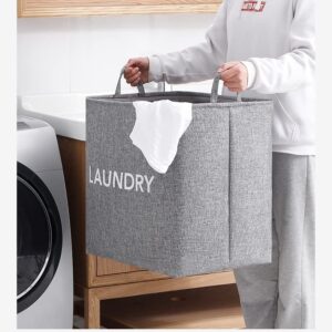 Laundry basket Household folding laundry basket clothing quilt storage basket bedside clothes bathroom laundry bag, Grey, 50*40*50 cm, BY-81