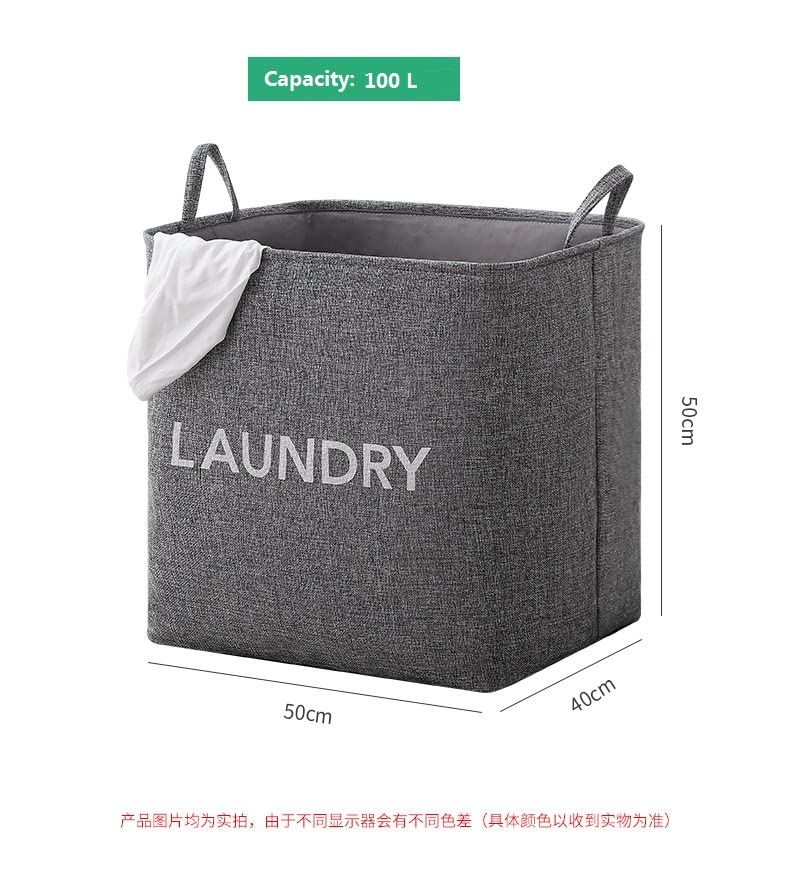 Laundry basket Household folding laundry basket clothing quilt storage basket bedside clothes bathroom laundry bag, Grey, 50*40*50 cm, BY-81