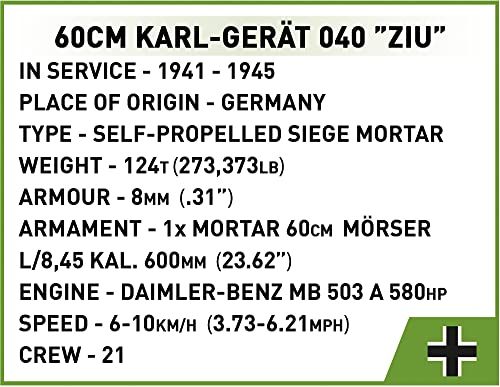 Cobi toys 1574 Pcs Hc WWII /2560/ 60Cm Karl-Gerat 040 "Ziu