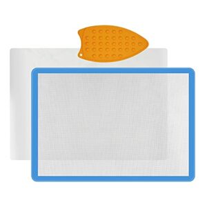applique mat(14" x 18"), silicone fusing mat for applique and arts crafts creation, quilter appli-fuse mat, including non-stick pressing sheet for heat press and silicone iron rest pad (14"x18")