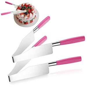 cake slicer cutter stainless steel cake server professional cake cutter tongs baking cake slice device metal pie knife cake lifter tools desserts pastry bread pizza devider slicer (rose red,2 pieces)