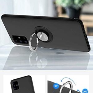 FaDream for Schok Volt SV55 SV55216 Case, Anti-Vibration and Anti-Fall Soft TPU Protective Cover+360 ° Magnetic Rotating Bracket with Tempered Glass Screen Protector (Black)