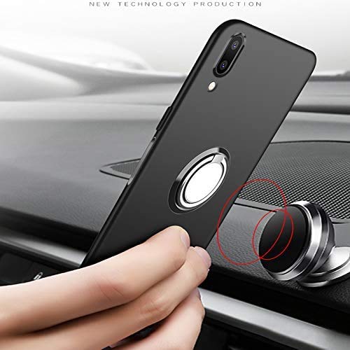 FaDream for Schok Volt SV55 SV55216 Case, Anti-Vibration and Anti-Fall Soft TPU Protective Cover+360 ° Magnetic Rotating Bracket with Tempered Glass Screen Protector (Black)