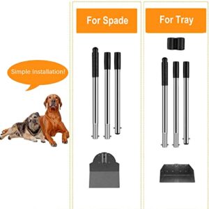 LUFFWELL Pooper Scooper, Metal Aluminum Tray and Spade Poop Scoop Set with Adjustable Stainless Steel Long Handle, Pet Waste Removal Heavy Duty Poop Scooper (Small Tray&Spade)