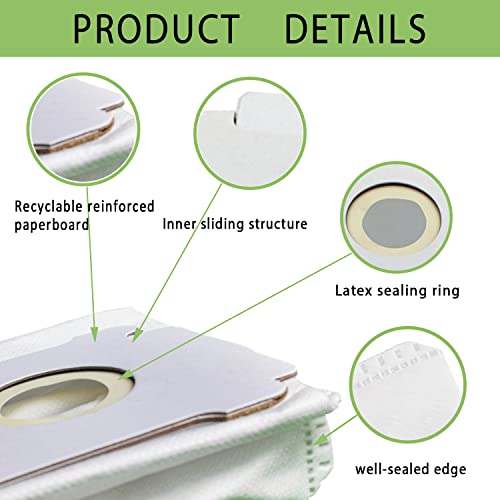 E-HAO 6 Pack Vacuum Bags Compatible for iRobot Roomba - i & s & j Serie, Replacement Dust bag for iRobot Roomba j6+/j7+/j8+/i1+/i2+/i3+/i4+/i5+/i6+/i7+/i8+/s9+ Automatic Dirt Disposal bags