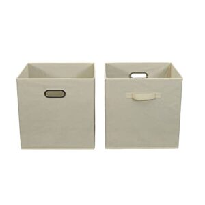 household essentials, natural 2 pack open storage bins with dual handles, 13 x 12 x 13