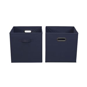 household essentials, navy 2 pack open storage bins with dual handles, 13 x 12 x 13