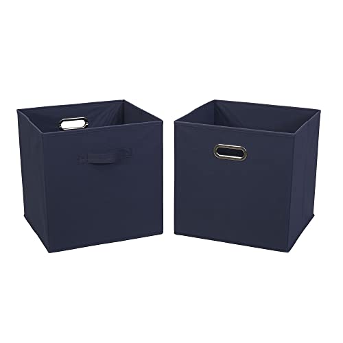 Household Essentials, Navy 2 Pack Open Storage Bins with Dual Handles, 13 x 12 x 13