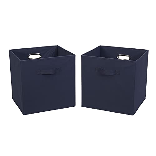 Household Essentials, Navy 2 Pack Open Storage Bins with Dual Handles, 13 x 12 x 13