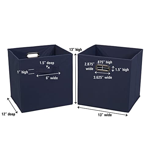 Household Essentials, Navy 2 Pack Open Storage Bins with Dual Handles, 13 x 12 x 13