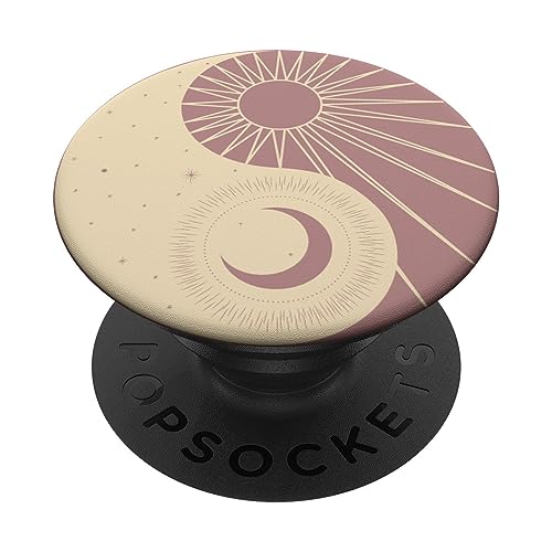 Yin Yang Moon & Sun - Day & Night Rosy Brown PopSockets Standard PopGrip