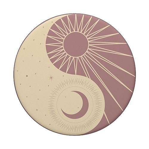 Yin Yang Moon & Sun - Day & Night Rosy Brown PopSockets Standard PopGrip