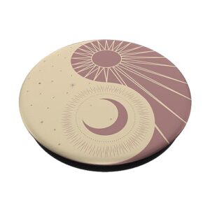 Yin Yang Moon & Sun - Day & Night Rosy Brown PopSockets Standard PopGrip