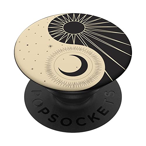 Yin Yang Moon & Sun - Day & Night Black PopSockets Swappable PopGrip