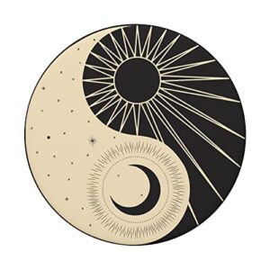 Yin Yang Moon & Sun - Day & Night Black PopSockets Swappable PopGrip