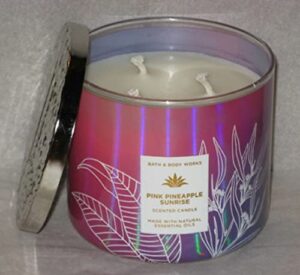 bath & body works, white barn 3-wick candle w/essential oils - 14.5 oz - 2022 spring scents! (pink pineapple sunrise)