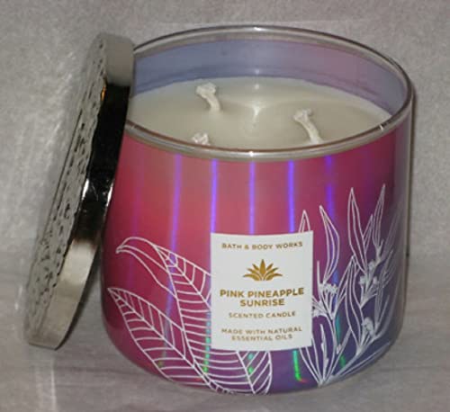 Bath & Body Works, White Barn 3-Wick Candle w/Essential Oils - 14.5 oz - 2022 Spring Scents! (Pink Pineapple Sunrise)