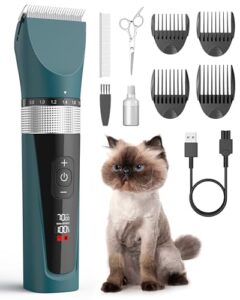 oneisall grooming clippers kit for matted long hair, 5-speed cordless low noise pet hair clipper trimmer shaver for dogs cats animals (green)