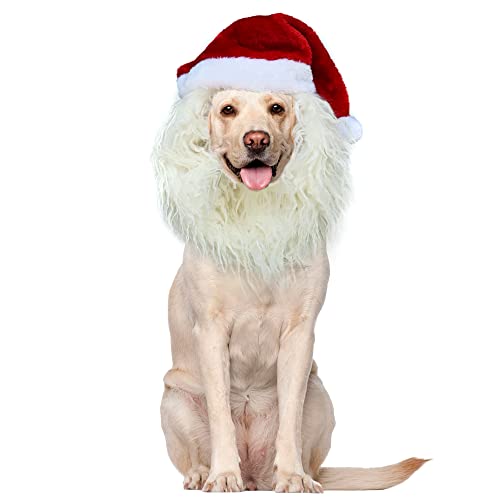 Funny Pet Reindeer Moose Costumes for Dog, Cute Furry Pet Wig for Halloween Christmas, Pet Clothing Accessories (Santa Claus, Size M)