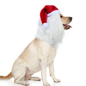 Funny Pet Reindeer Moose Costumes for Dog, Cute Furry Pet Wig for Halloween Christmas, Pet Clothing Accessories (Santa Claus, Size M)